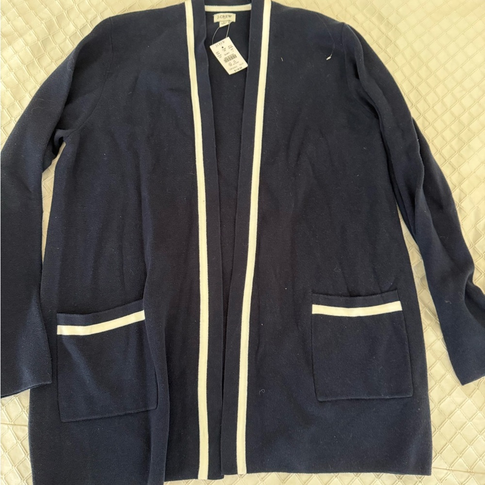Navy Blue Open Front Cardigan Sweater